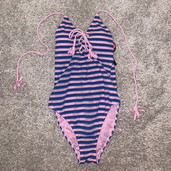 BRAND NWT No Boundaries Pink & Blue Swimsuit sz S - Picture 3 of 14